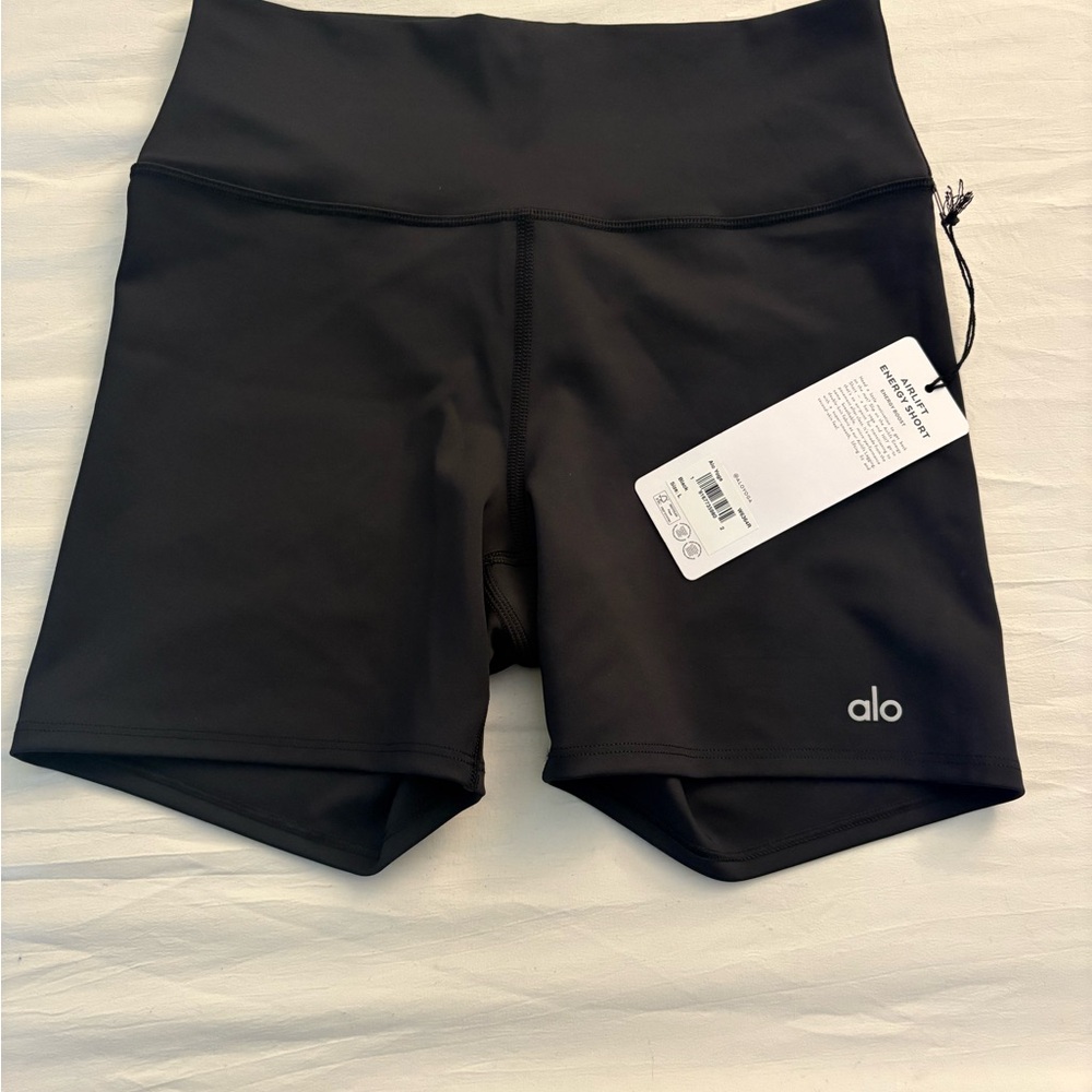 ALO Yoga Black Airlift 5” Bike Shorts Moisture-Wicking Performance - Picture 2 of 4